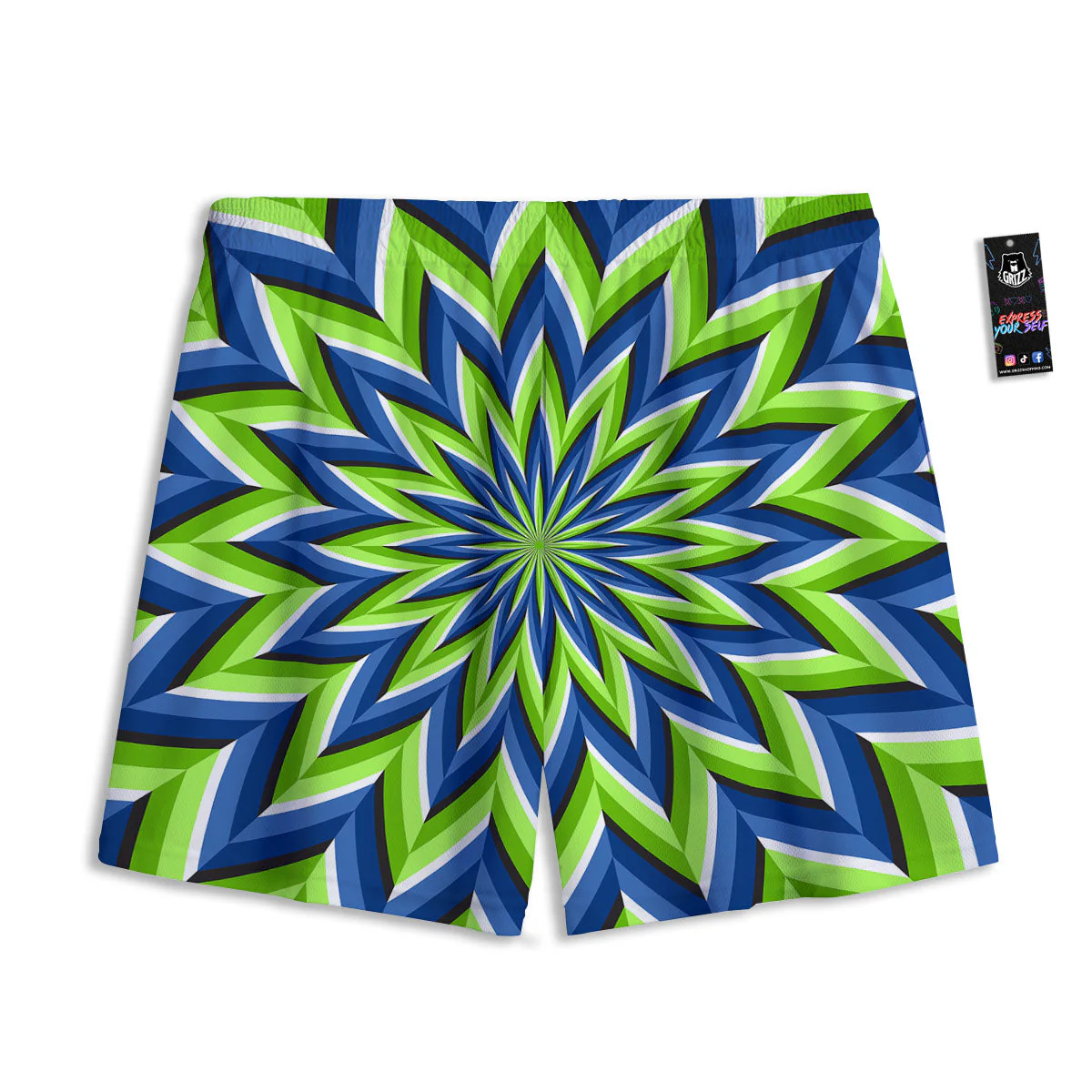 Moving Illusion Optical Green Flower Mesh Shorts - Image 2