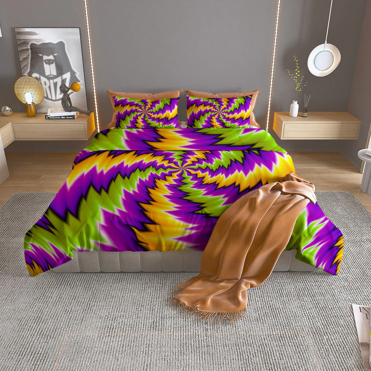 Moving Optical Illusion Dizzy Vortex Duvet Cover Bedding Set