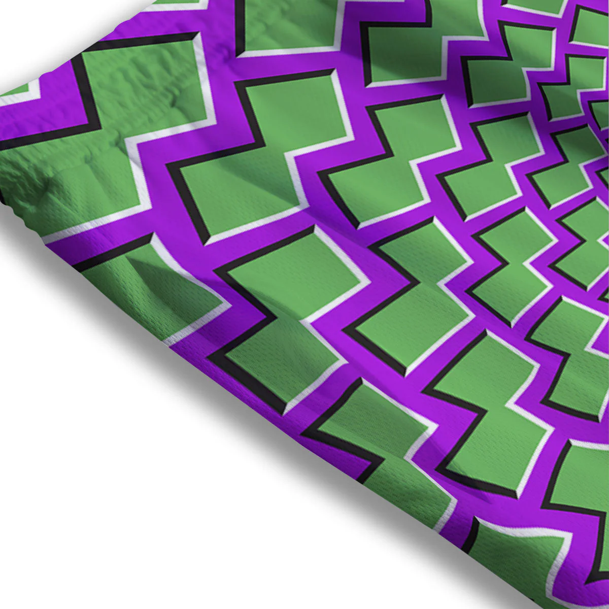 Moving Optical Illusion Green Shapes Mesh Shorts - Image 3