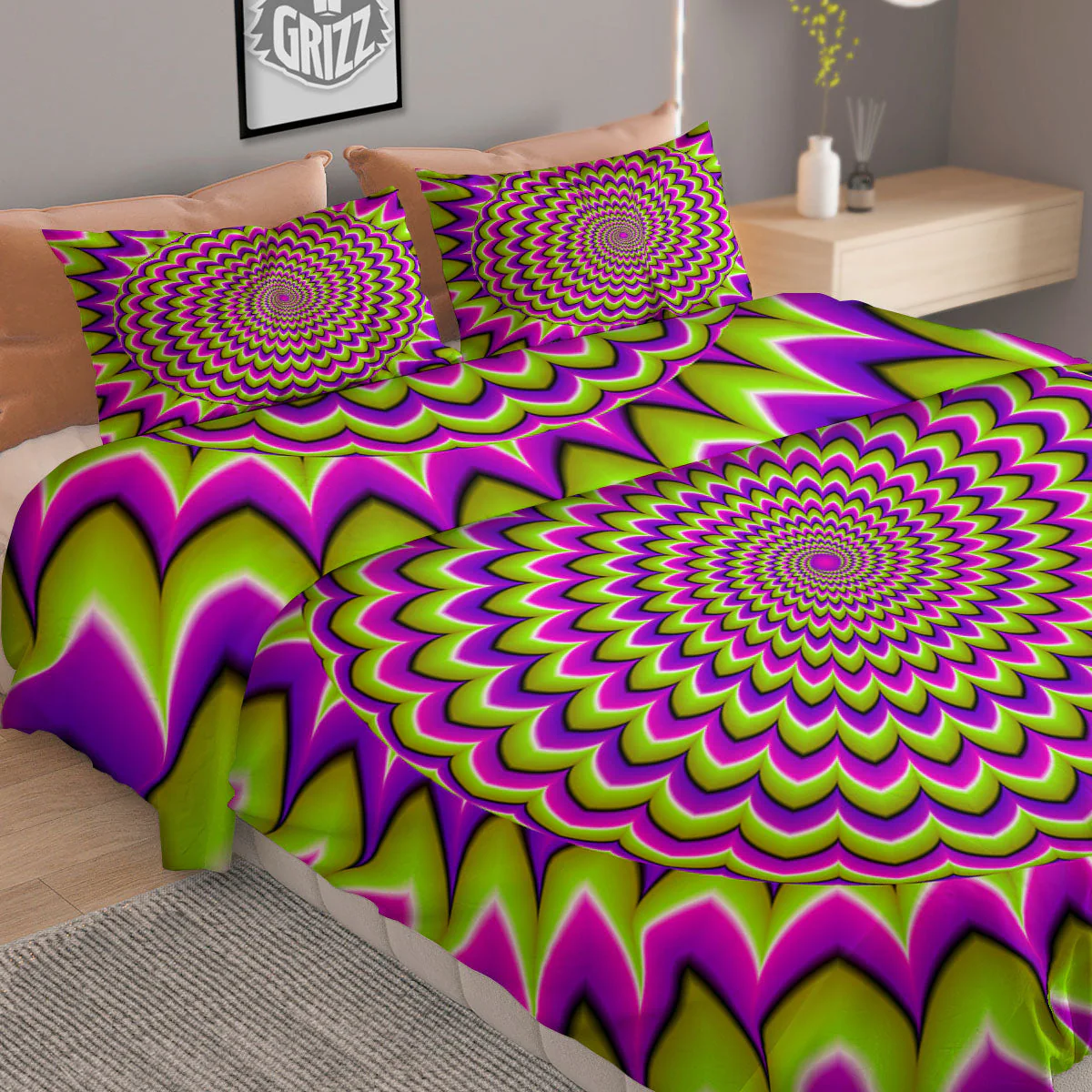 Moving Optical Illusion Spiky Spiral Duvet Cover Bedding Set - Image 2