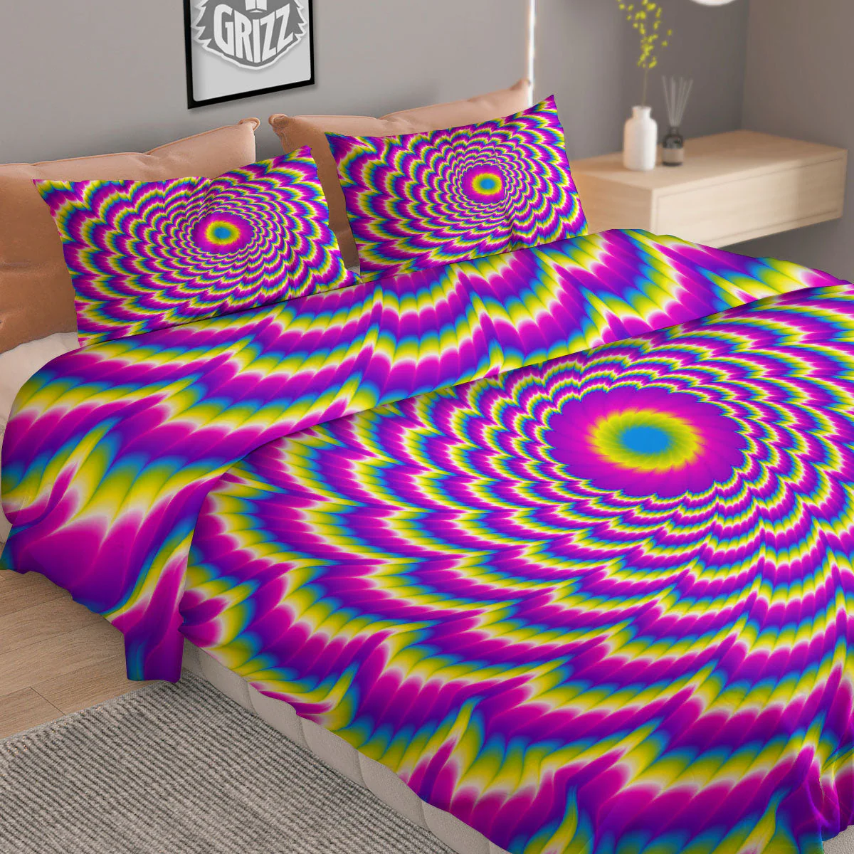 Moving Optical Illusion Spiral Colors Duvet Cover Bedding Set - Image 2