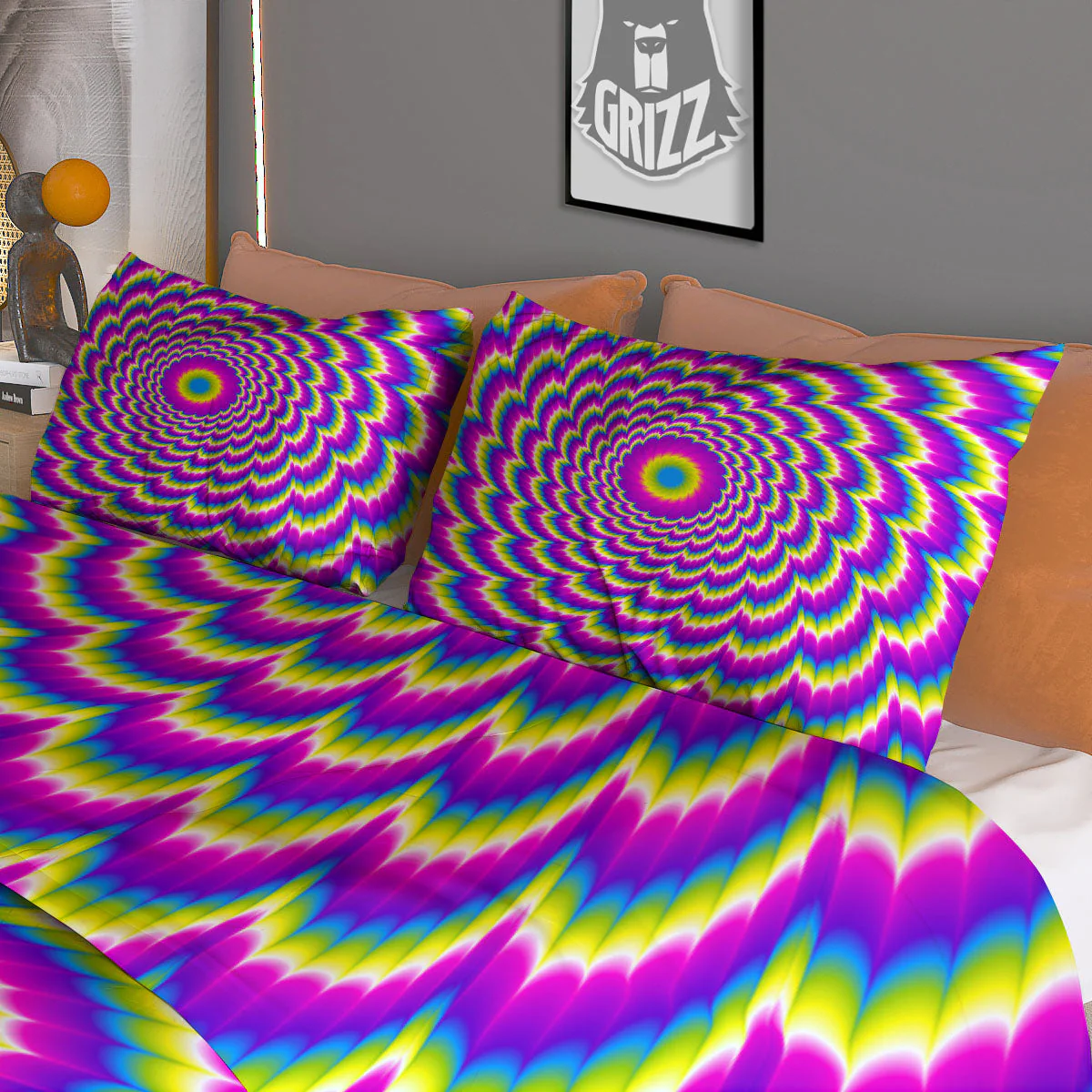 Moving Optical Illusion Spiral Colors Duvet Cover Bedding Set - Image 3