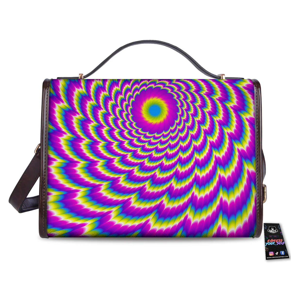 Moving Optical Illusion Spiral Colors Women's Satchel Bag - Image 2