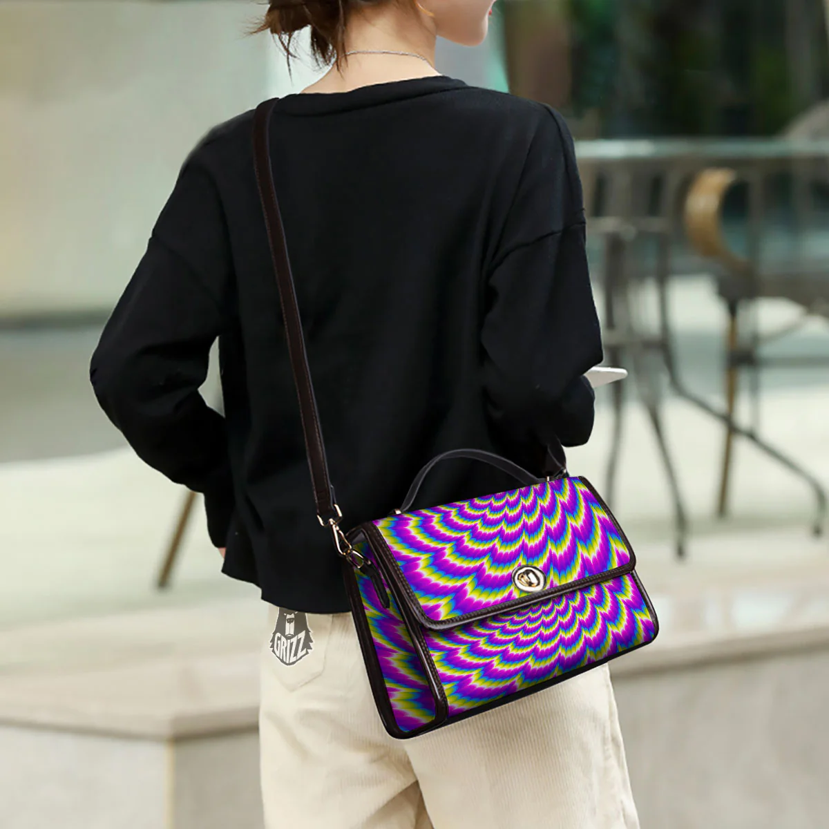 Moving Optical Illusion Spiral Colors Women's Satchel Bag - Image 3