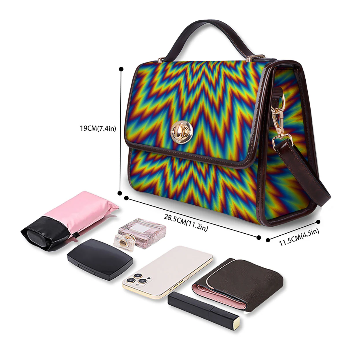 Moving Optical Illusion Spiral Expansion Women's Satchel Bag - Image 4