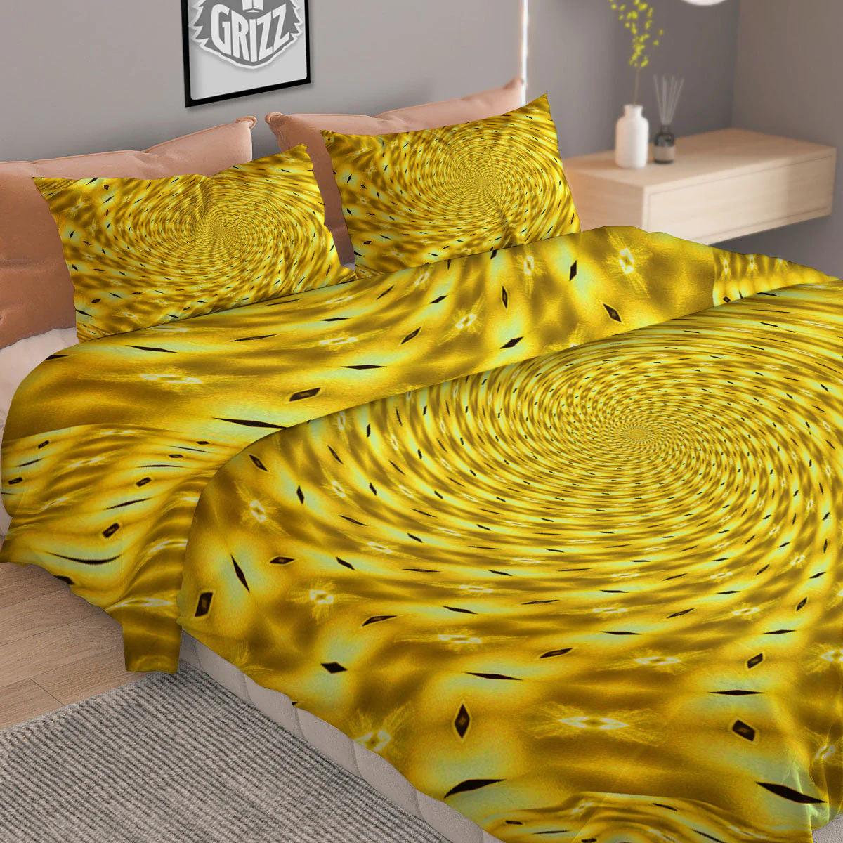 Moving Optical Illusion Yellow Big Bang Duvet Cover Bedding Set - Image 2