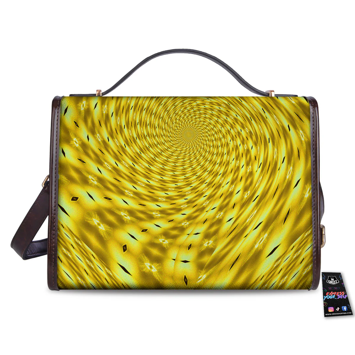 Moving Optical Illusion Yellow Big Bang Women's Satchel Bag - Image 2