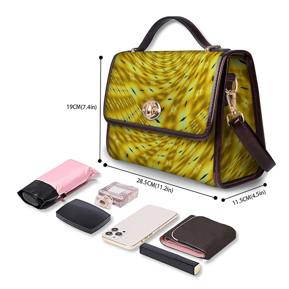 Moving Optical Illusion Yellow Big Bang Women's Satchel Bag - Image 4