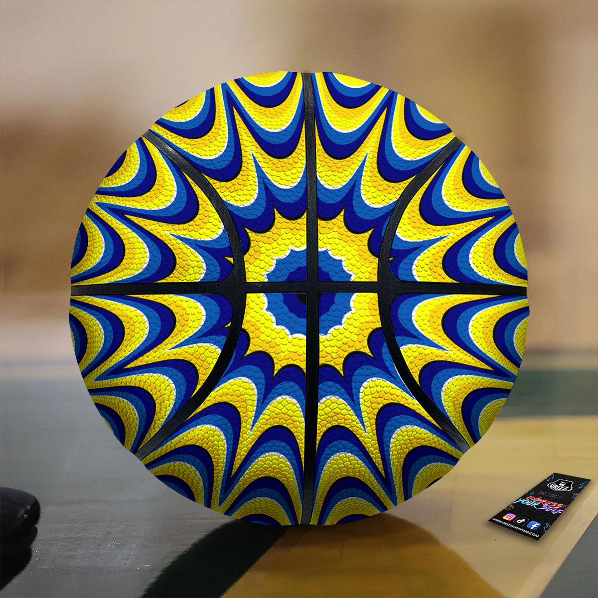 Moving Optical Yellow Dizzy Illusion Basketball
