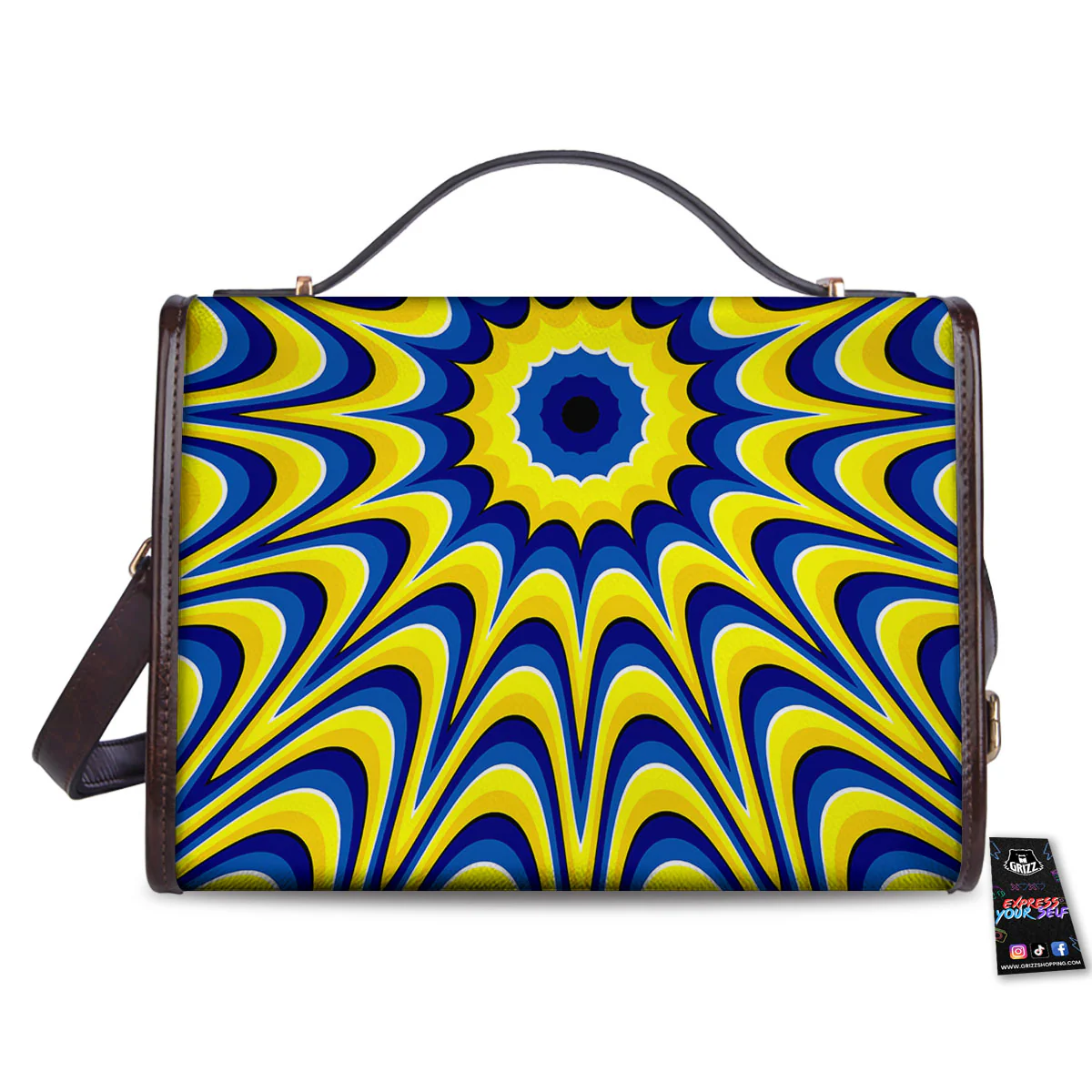 Moving Optical Yellow Dizzy Illusion Women's Satchel Bag - Image 2