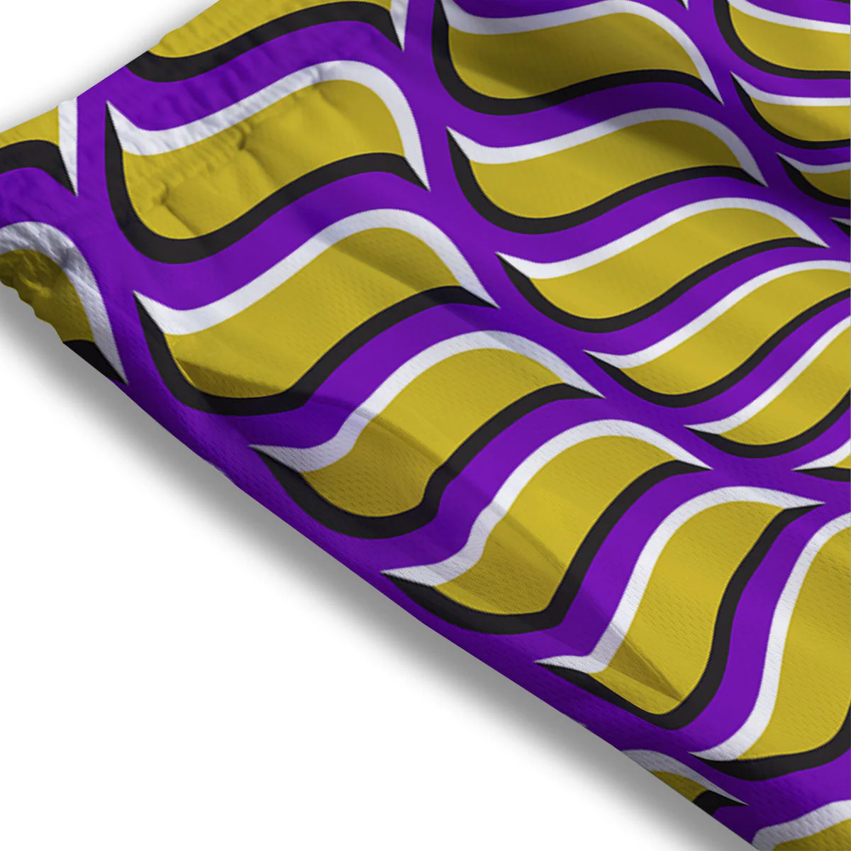 Moving Optical Yellow Spiral Illusion Mesh Shorts - Image 3