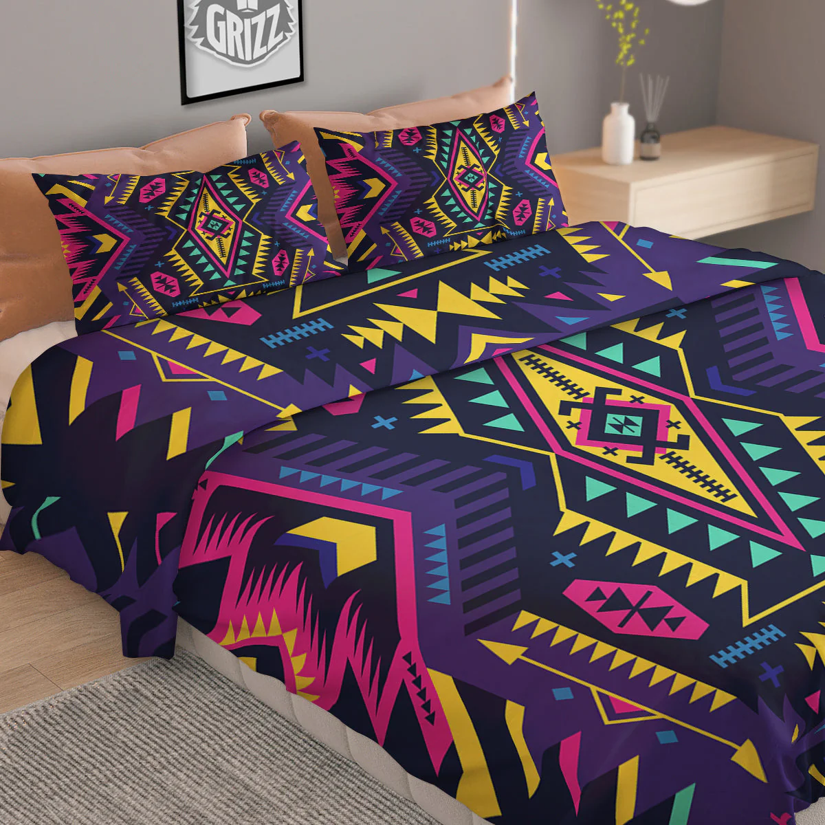 Multicolor Tribal Navajo Geometric Print Duvet Cover Bedding Set - Image 2