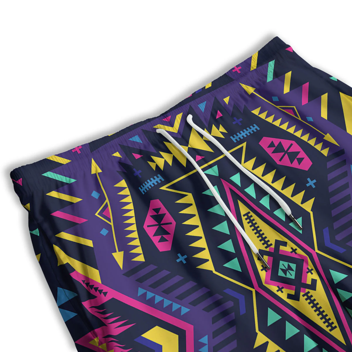 Multicolor Tribal Navajo Geometric Print Men's Athletic Shorts - Image 3