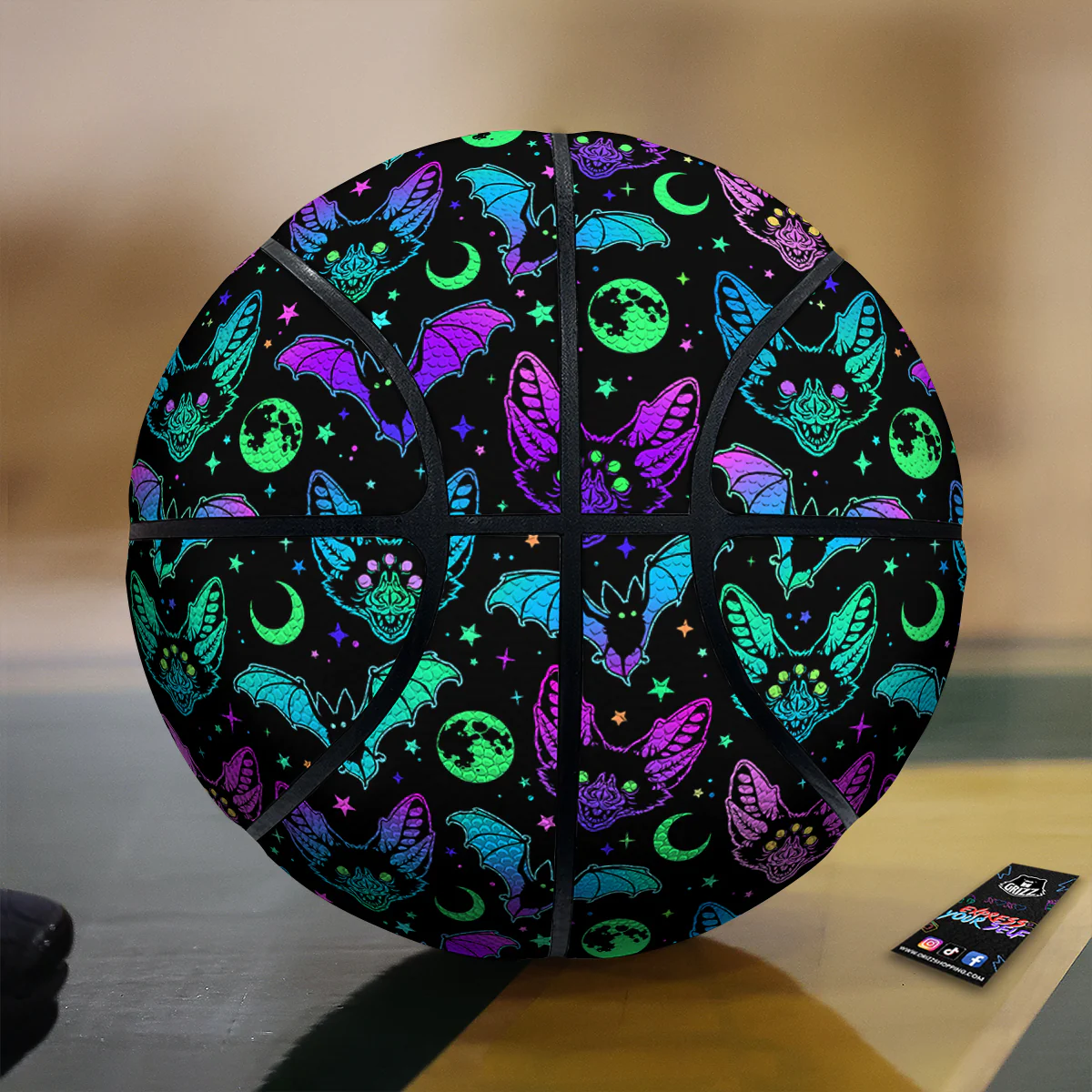 Multicolored Bats Print Pattern Basketball
