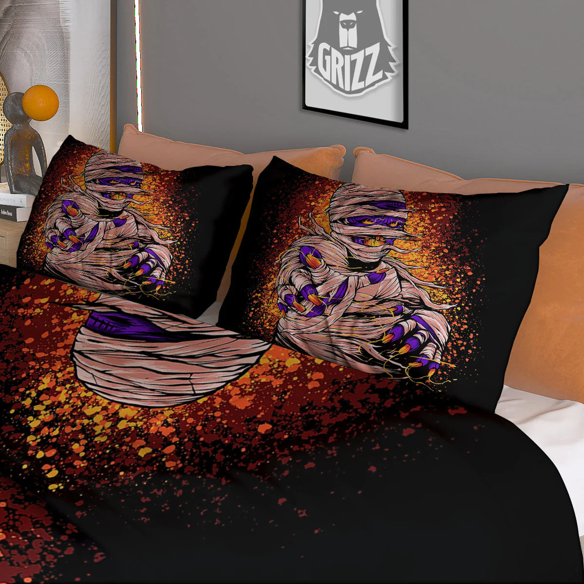Mummy Halloween Print Duvet Cover Bedding Set - Image 3