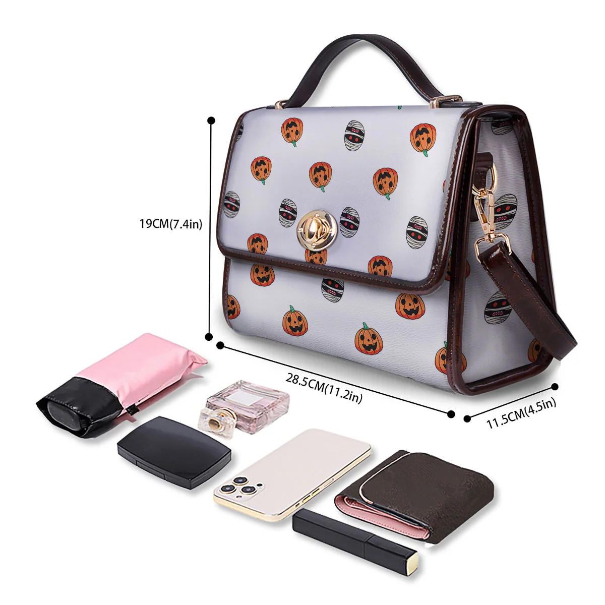Mummy Halloween Print Pattern Women's Satchel Bag - Image 4