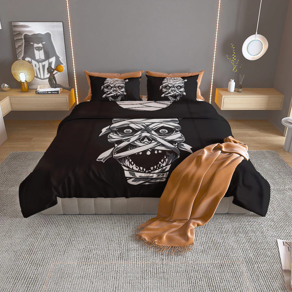 Mummy Head Print Duvet Cover Bedding Set