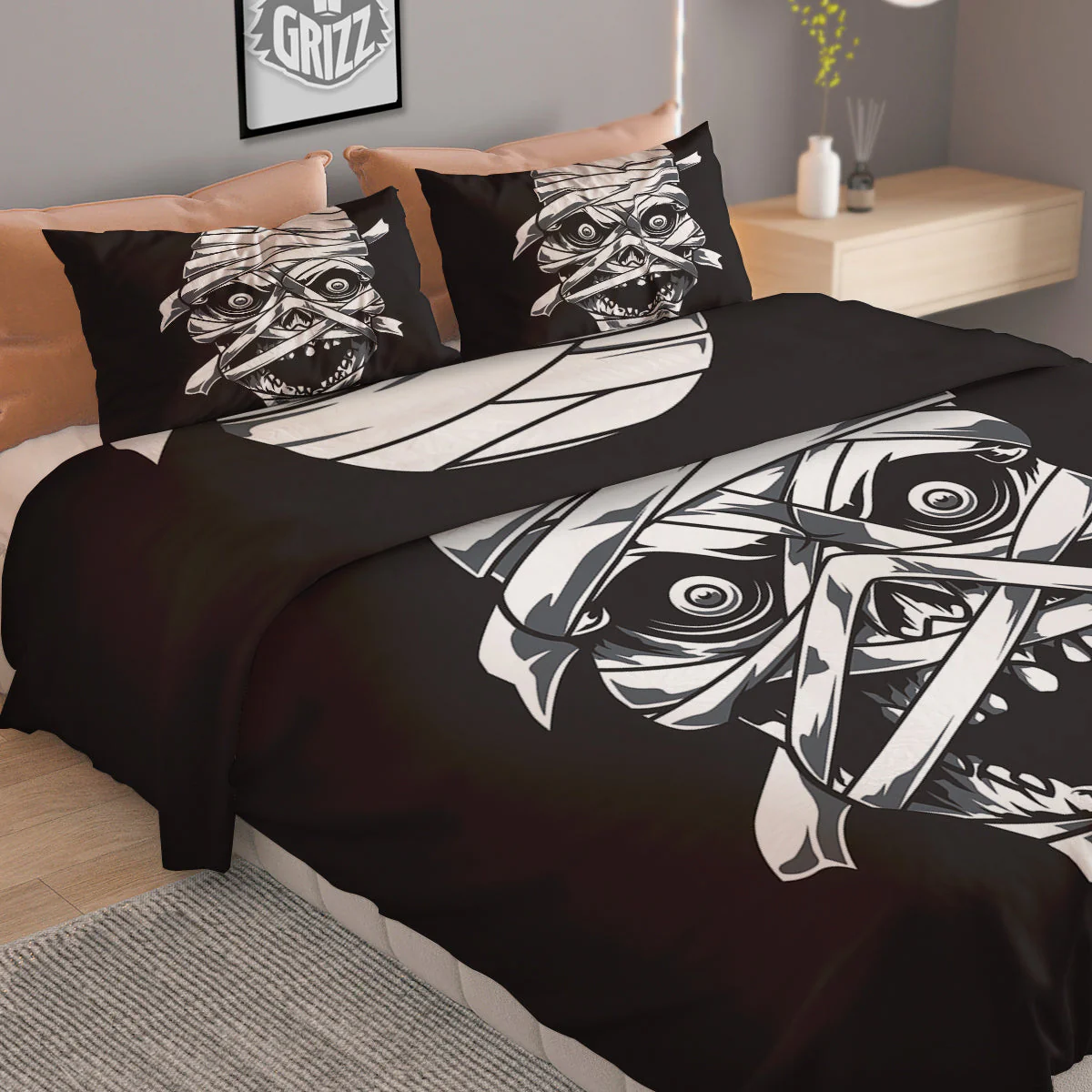 Mummy Head Print Duvet Cover Bedding Set - Image 2