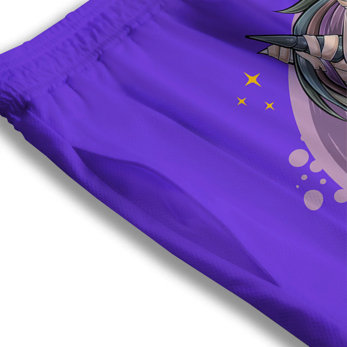 Mummy Unicorn Dap Print Mesh Shorts - Image 3