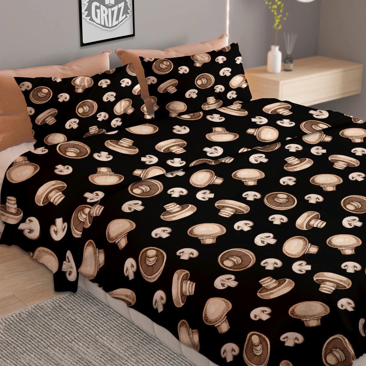 Mushroom Champignon Print Pattern Duvet Cover Bedding Set - Image 2