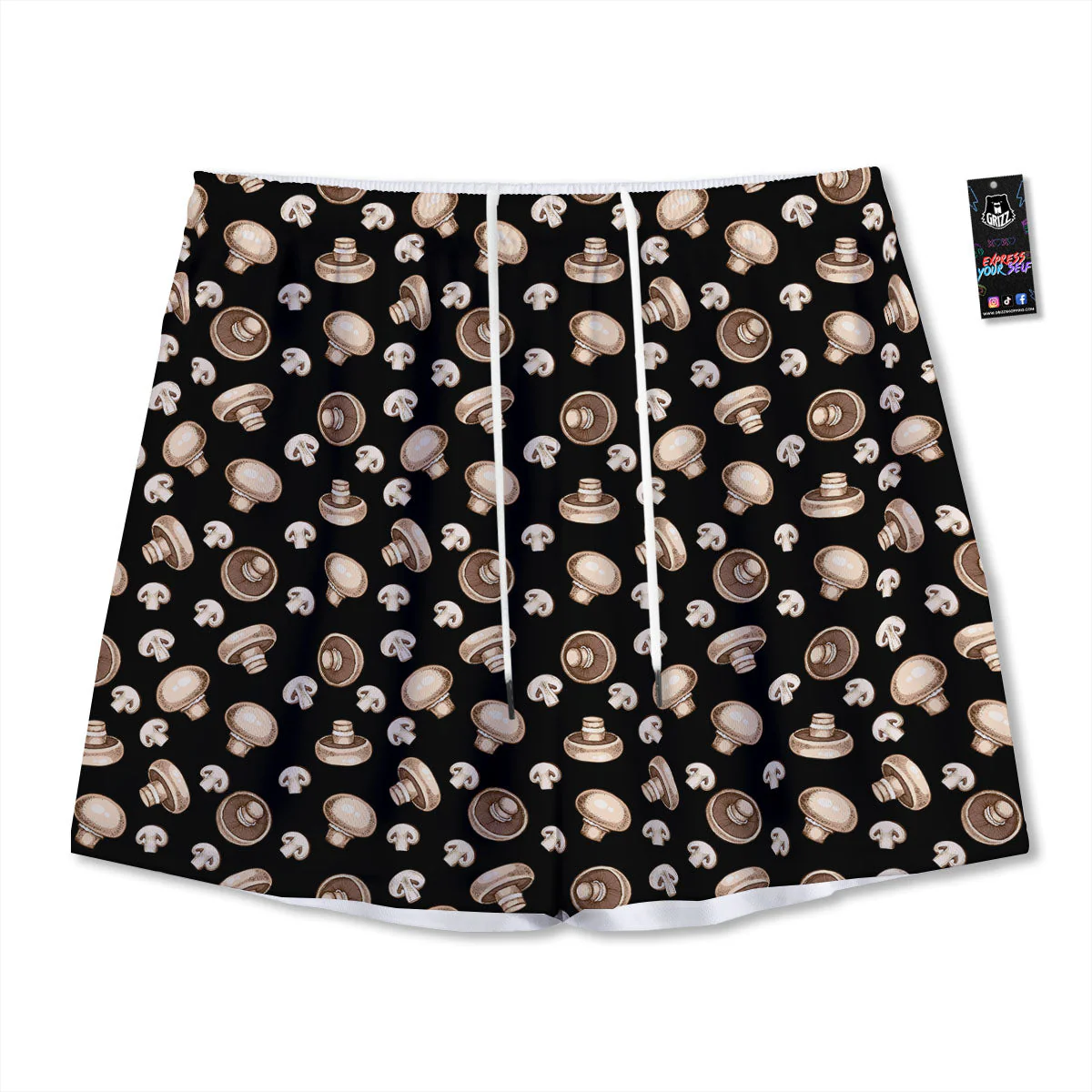Mushroom Champignon Print Pattern Mesh Shorts