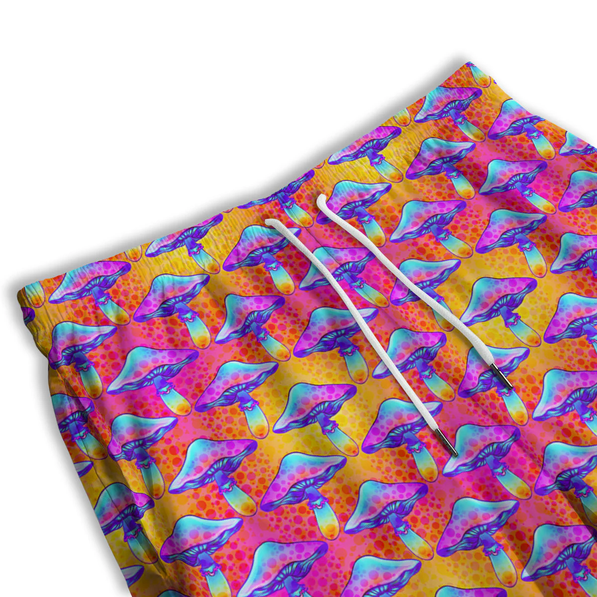 Mushroom Psychedelic Hippie Print Pattern Men's Athletic Shorts - Image 3