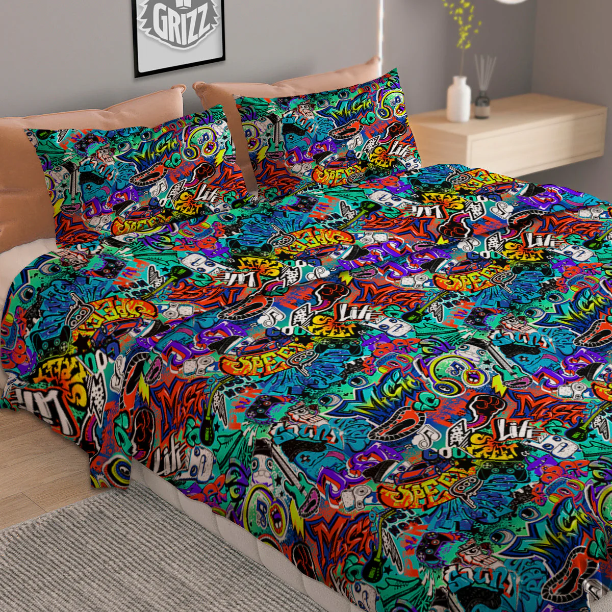 Music Abstract Print Pattern Duvet Cover Bedding Set - Image 2