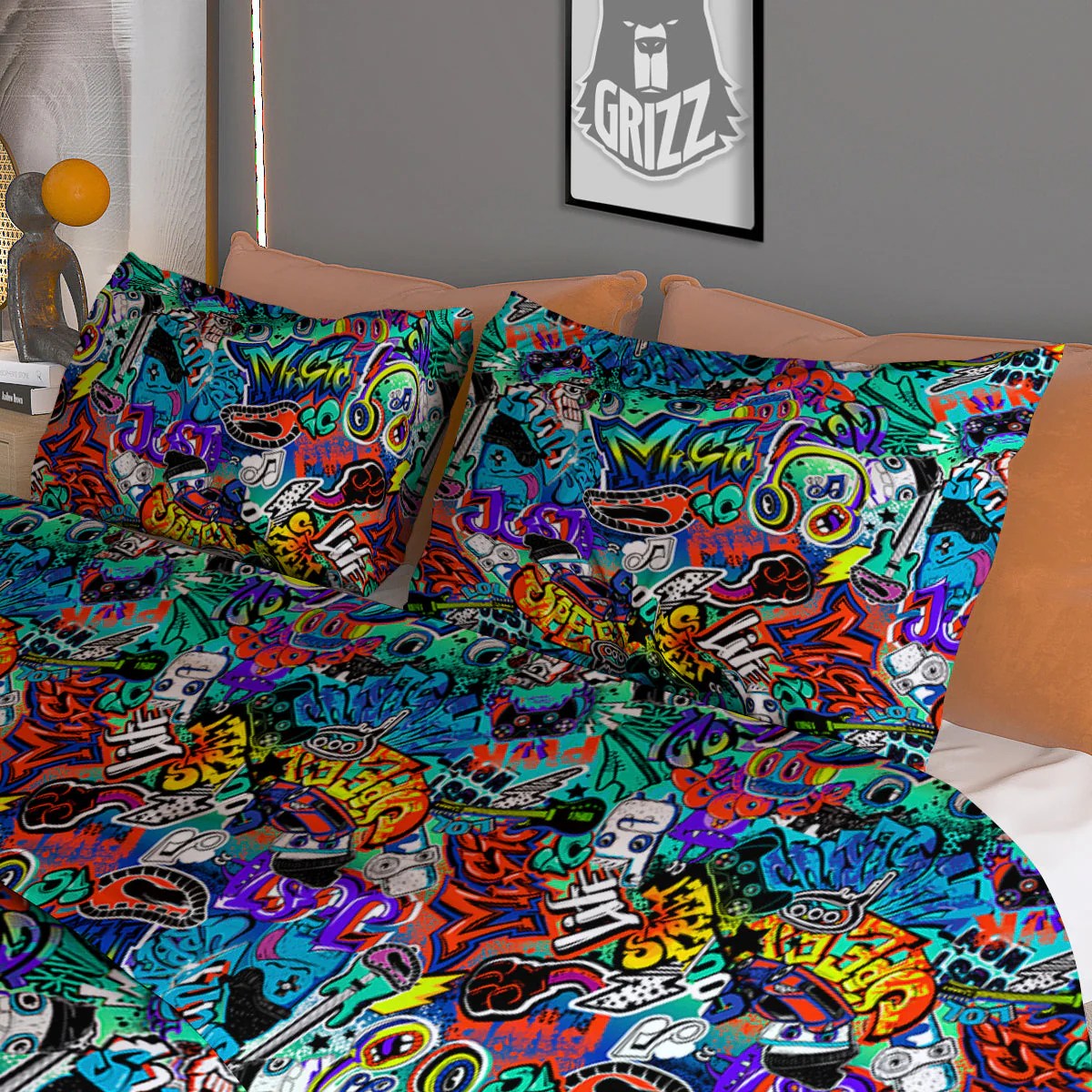 Music Abstract Print Pattern Duvet Cover Bedding Set - Image 3
