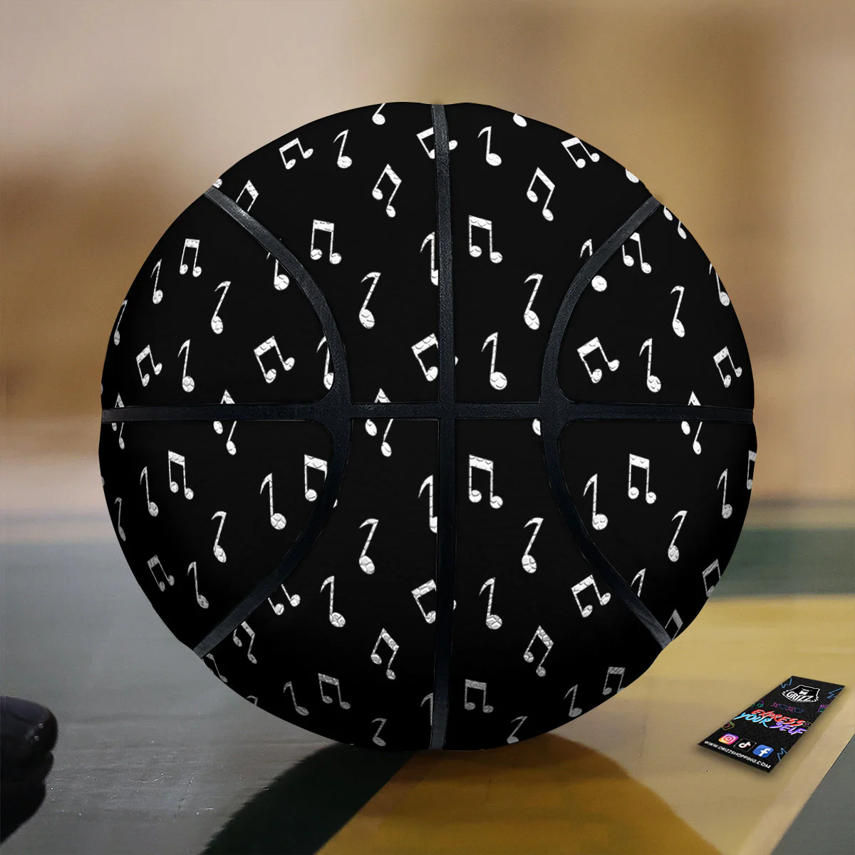 Music Note Black And White Print Pattern Basketball