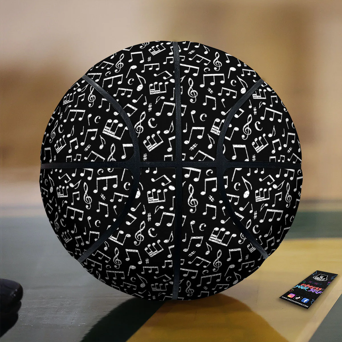 Music Note White And Black Print Pattern Basketball