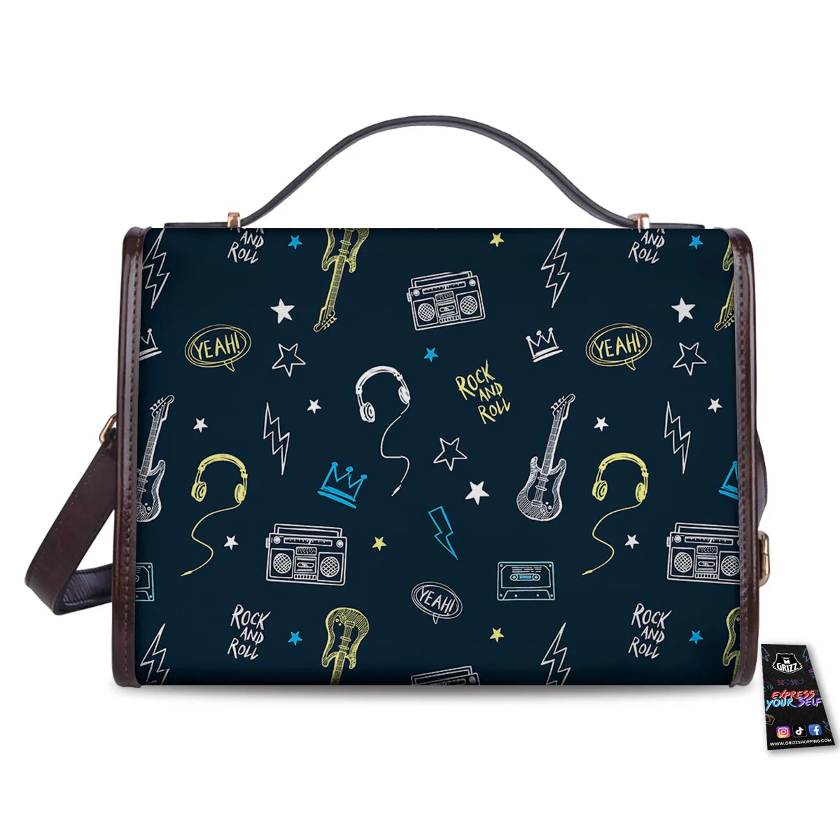 Music Rock And Roll Print Pattern Women's Satchel Bag - Image 2