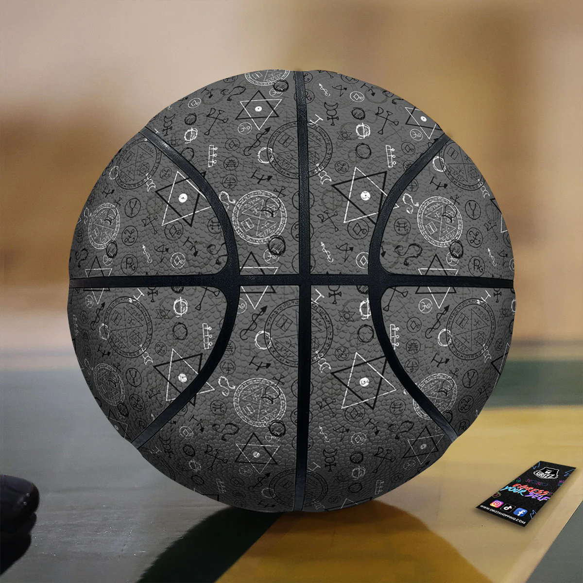 Mystical Wiccan Black And Grey Print Basketball
