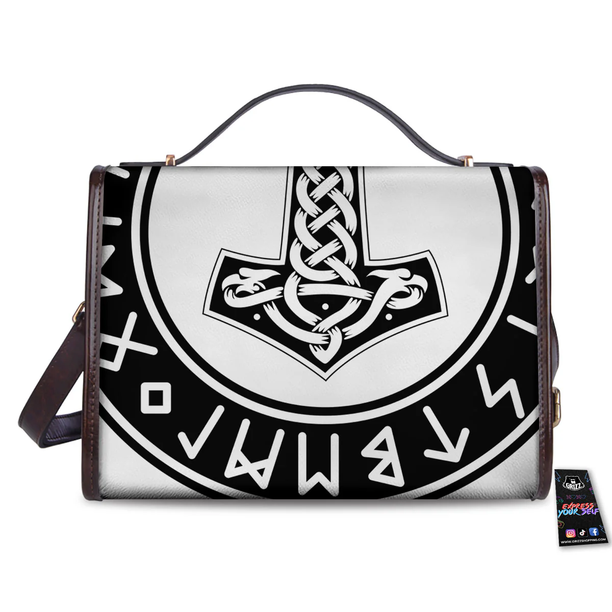 Mythology Mjolnir Norse Print Women's Satchel Bag - Image 2