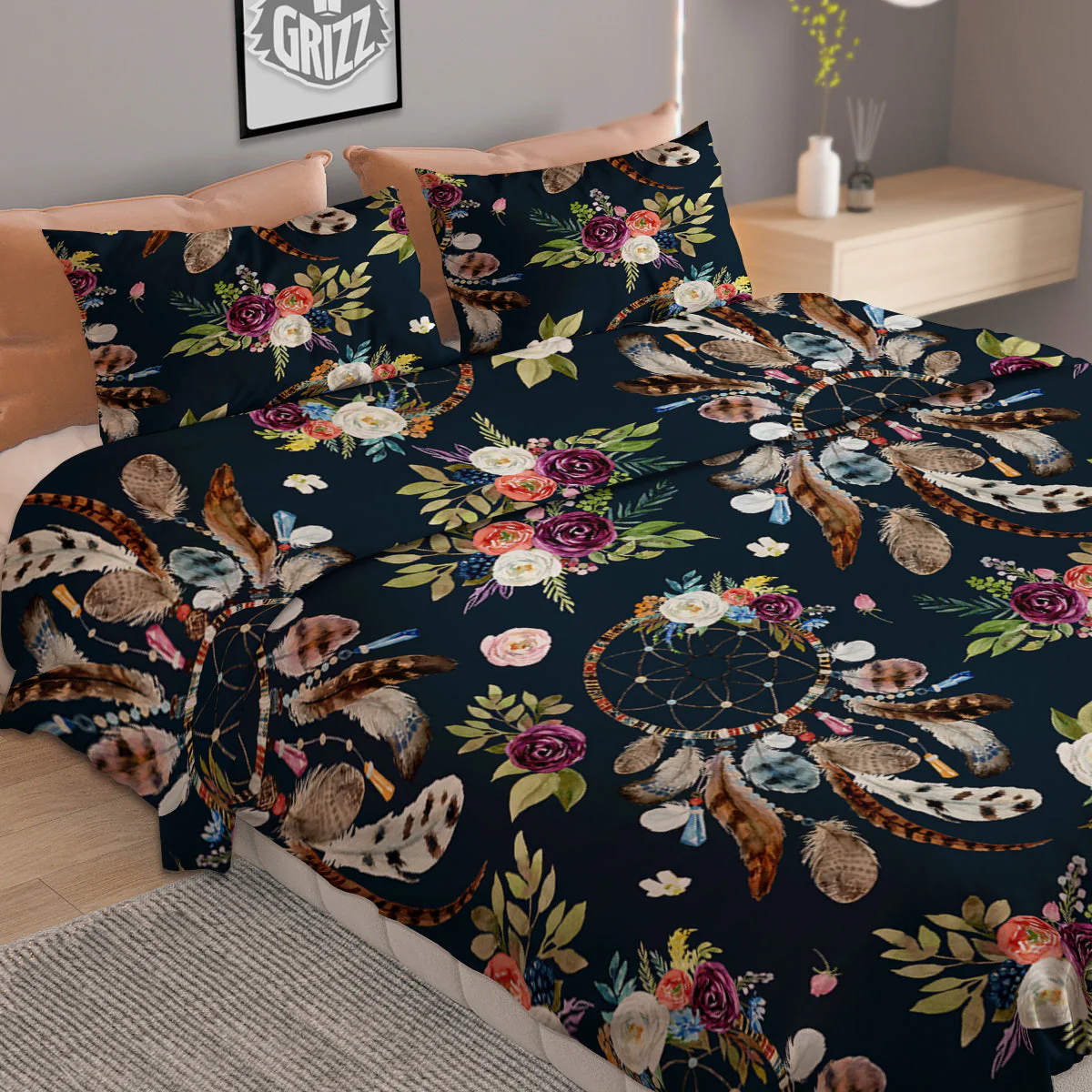 Native Dream Catcher Vintage Print Pattern Duvet Cover Bedding Set - Image 2