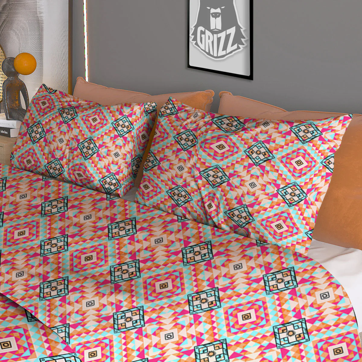 Navajo Geometric Native Print Duvet Cover Bedding Set - Image 3