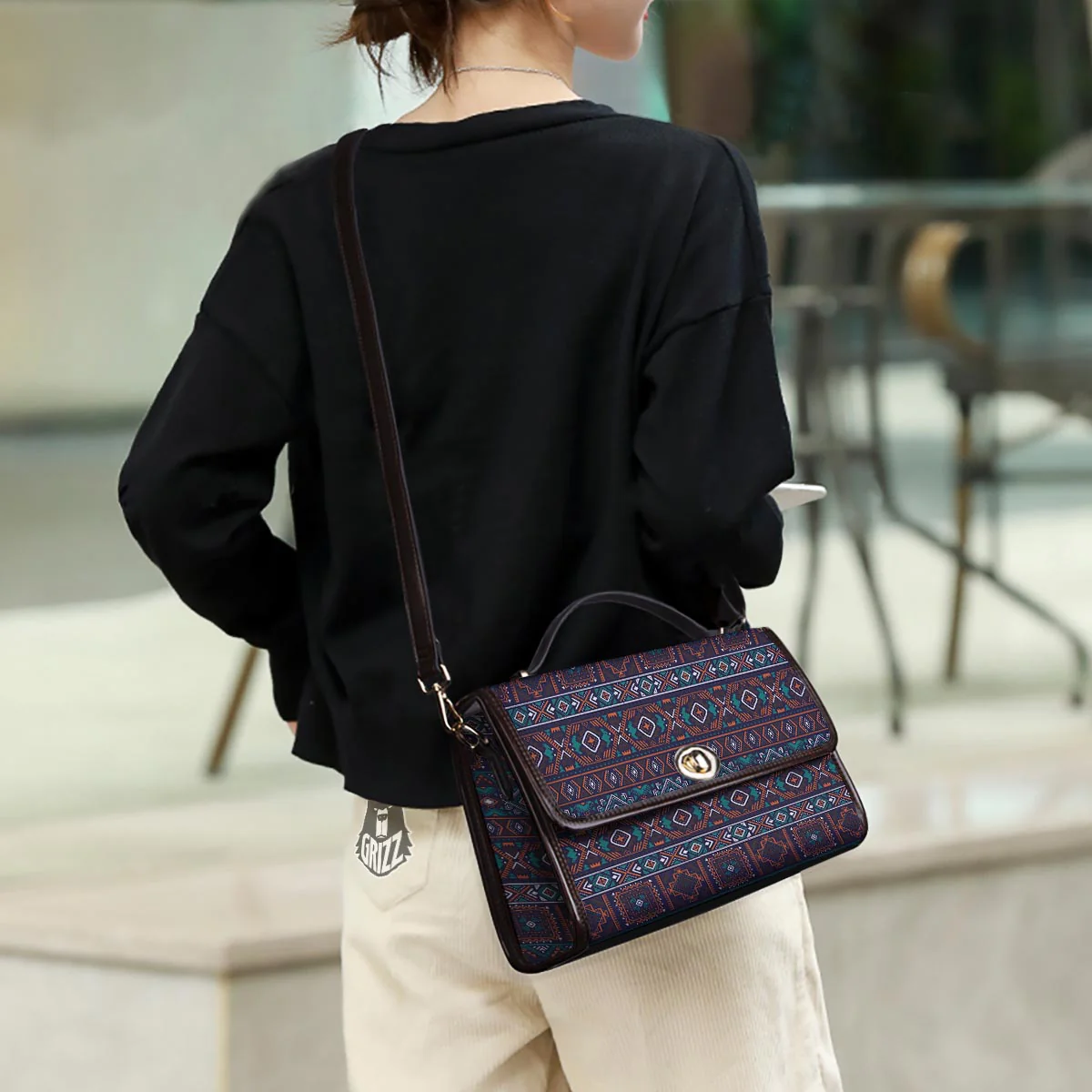 Navajo Retro Tribal Print Pattern Women's Satchel Bag - Image 3