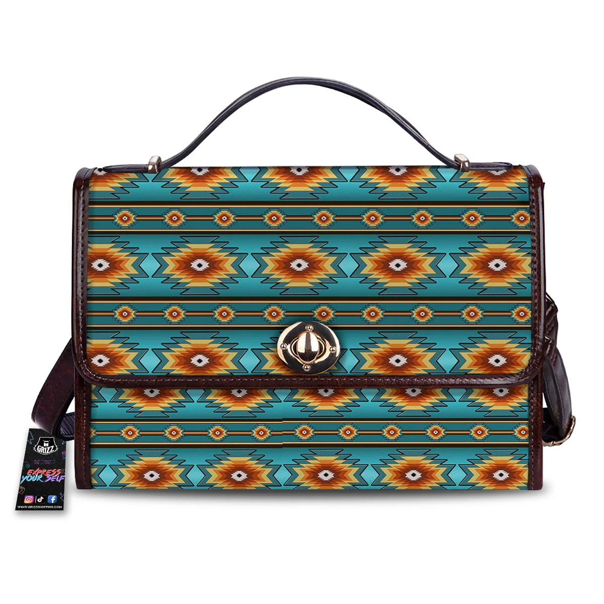 Navajo Teal Southwestern Print Pattern Women's Satchel Bag
