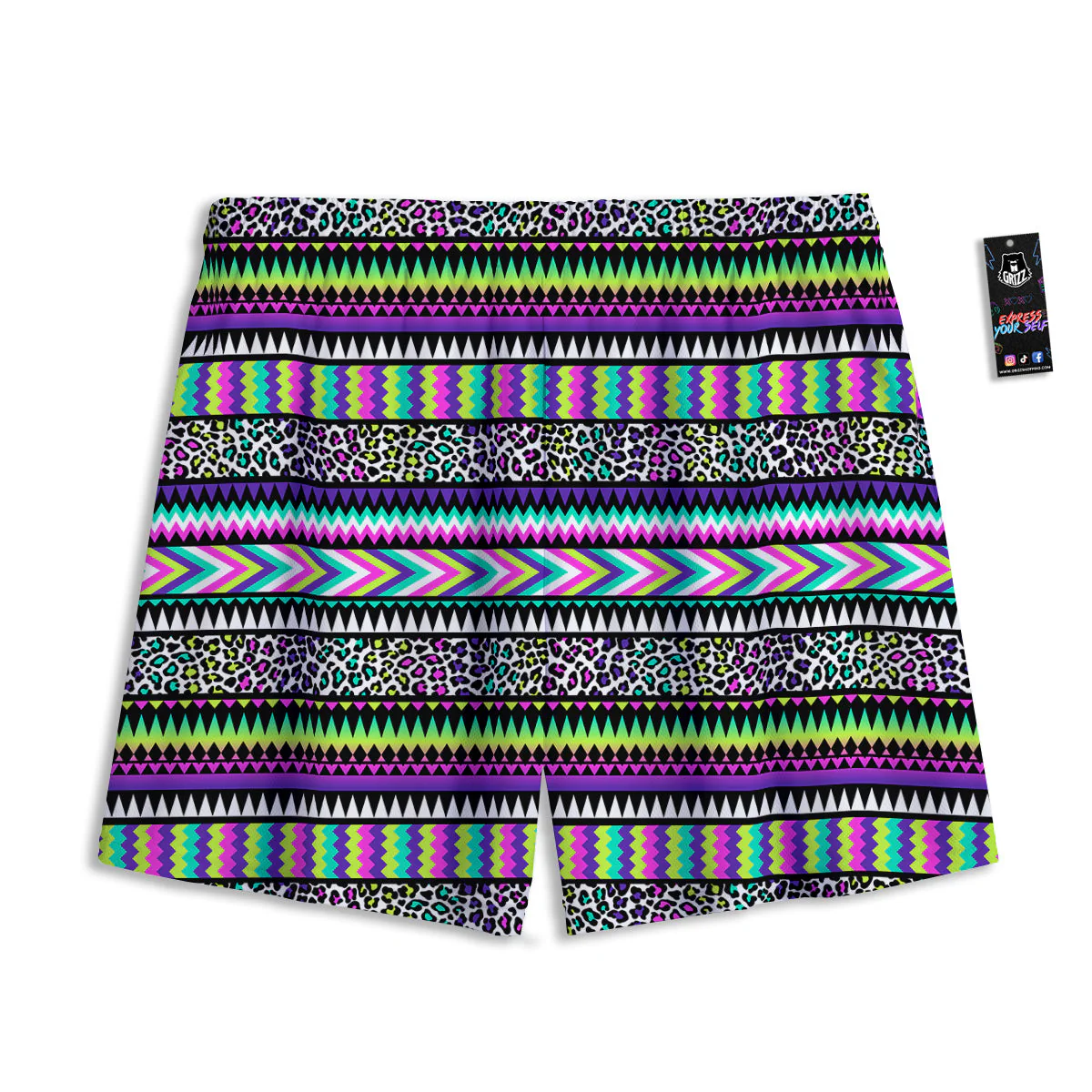 Navajo Tribal Colorful Leopard Print Mesh Shorts - Image 2