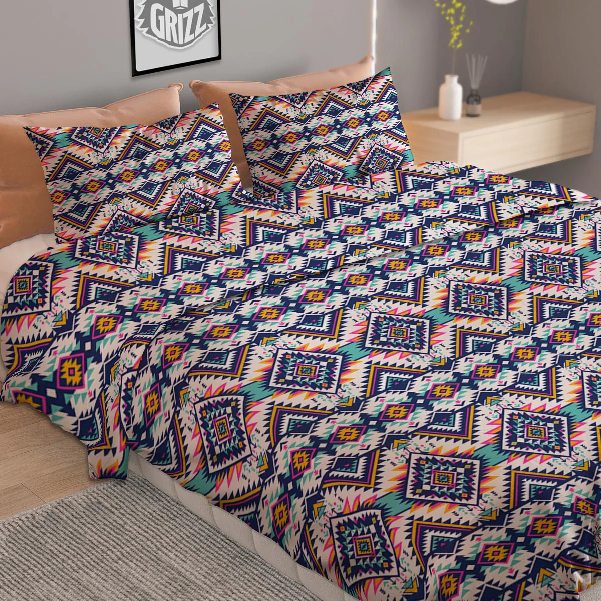 Navajo Tribal Pendleton Print Pattern Duvet Cover Bedding Set - Image 2