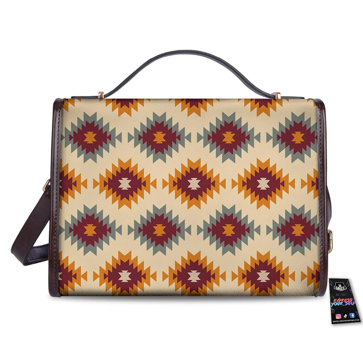 Navajo Tribal Southwestern Print Pattern Women's Satchel Bag - Image 2
