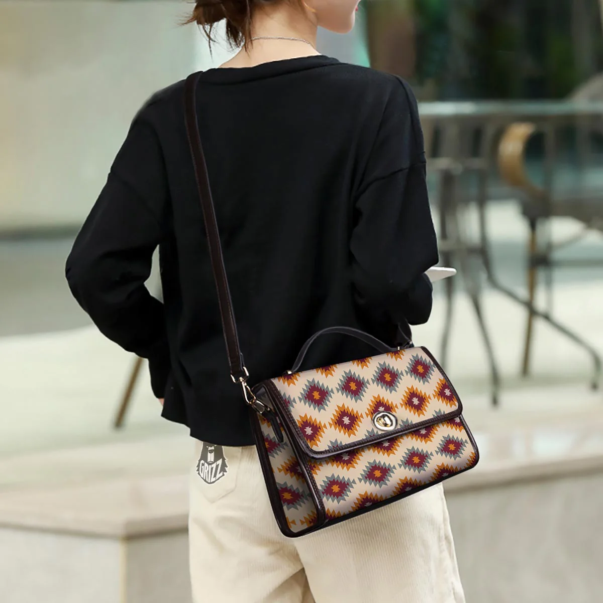 Navajo Tribal Southwestern Print Pattern Women's Satchel Bag - Image 3