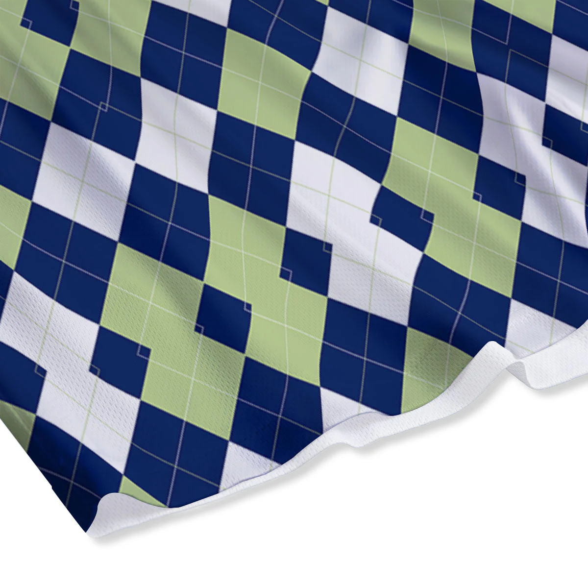 Navy Green And White Argyle Print Mesh Shorts - Image 4