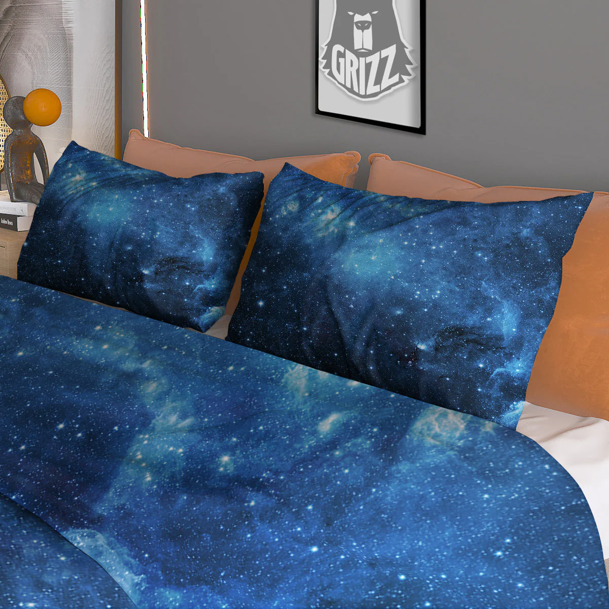 Nebula Galaxy Space Blue Light Print Duvet Cover Bedding Set - Image 3