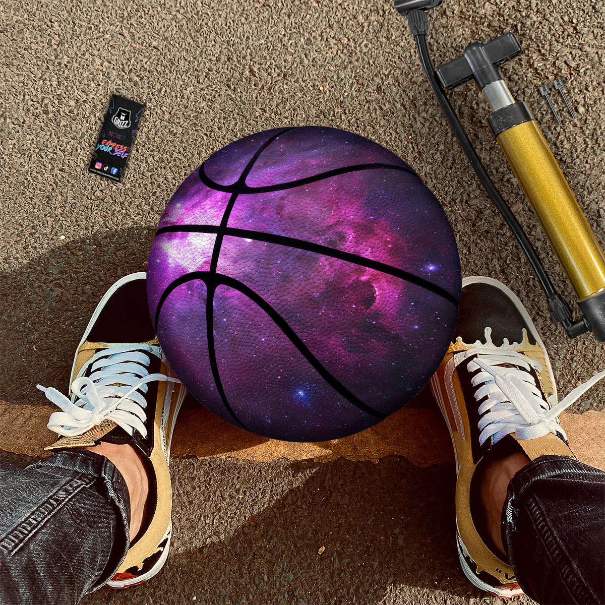Nebula Galaxy Space Purple Stars Print Basketball - Image 2