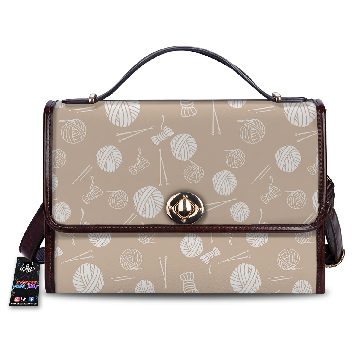 Needle And Yarn Print Pattern Women's Satchel Bag