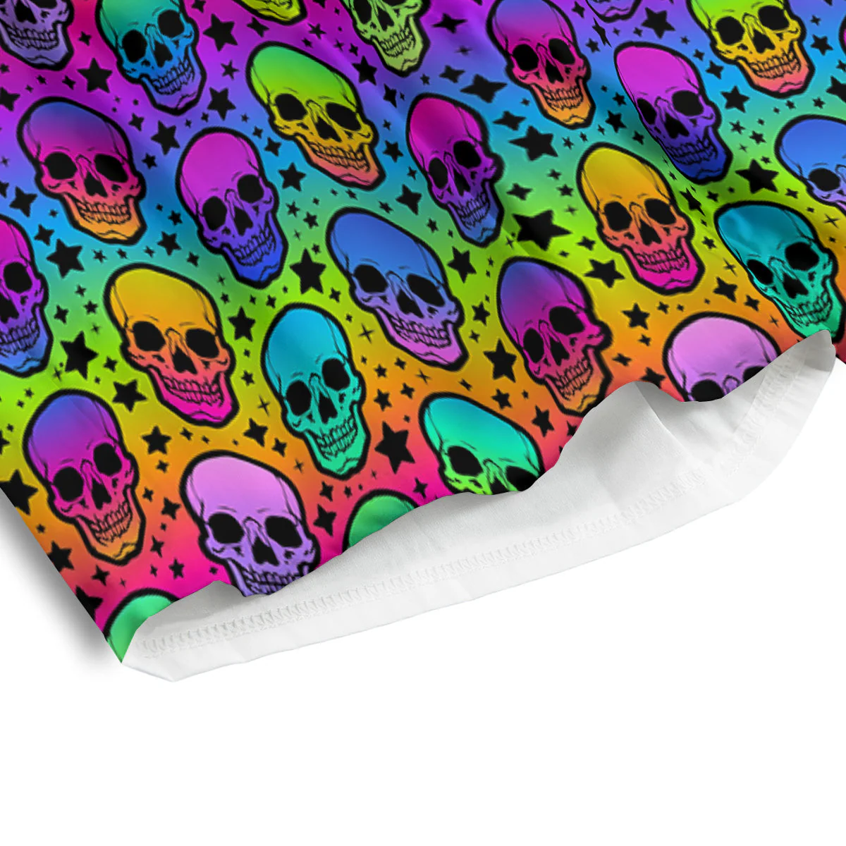 Neon Bright Human Skulls Print Pattern Men's Athletic Shorts - Image 4