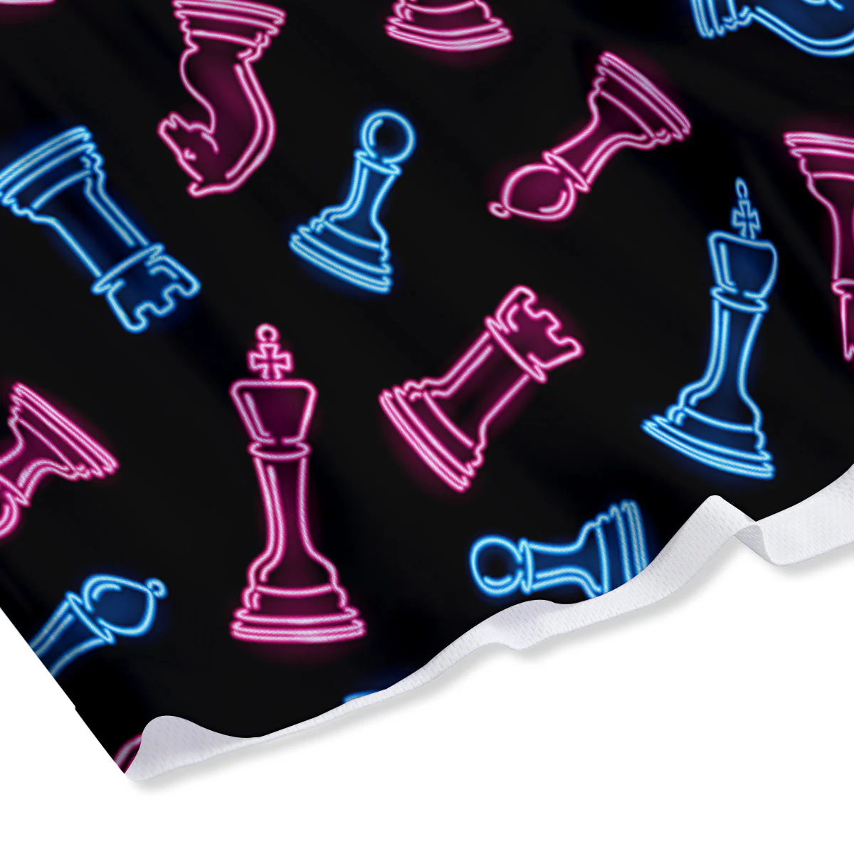 Neon Chess Pieces Print Pattern Mesh Shorts - Image 4