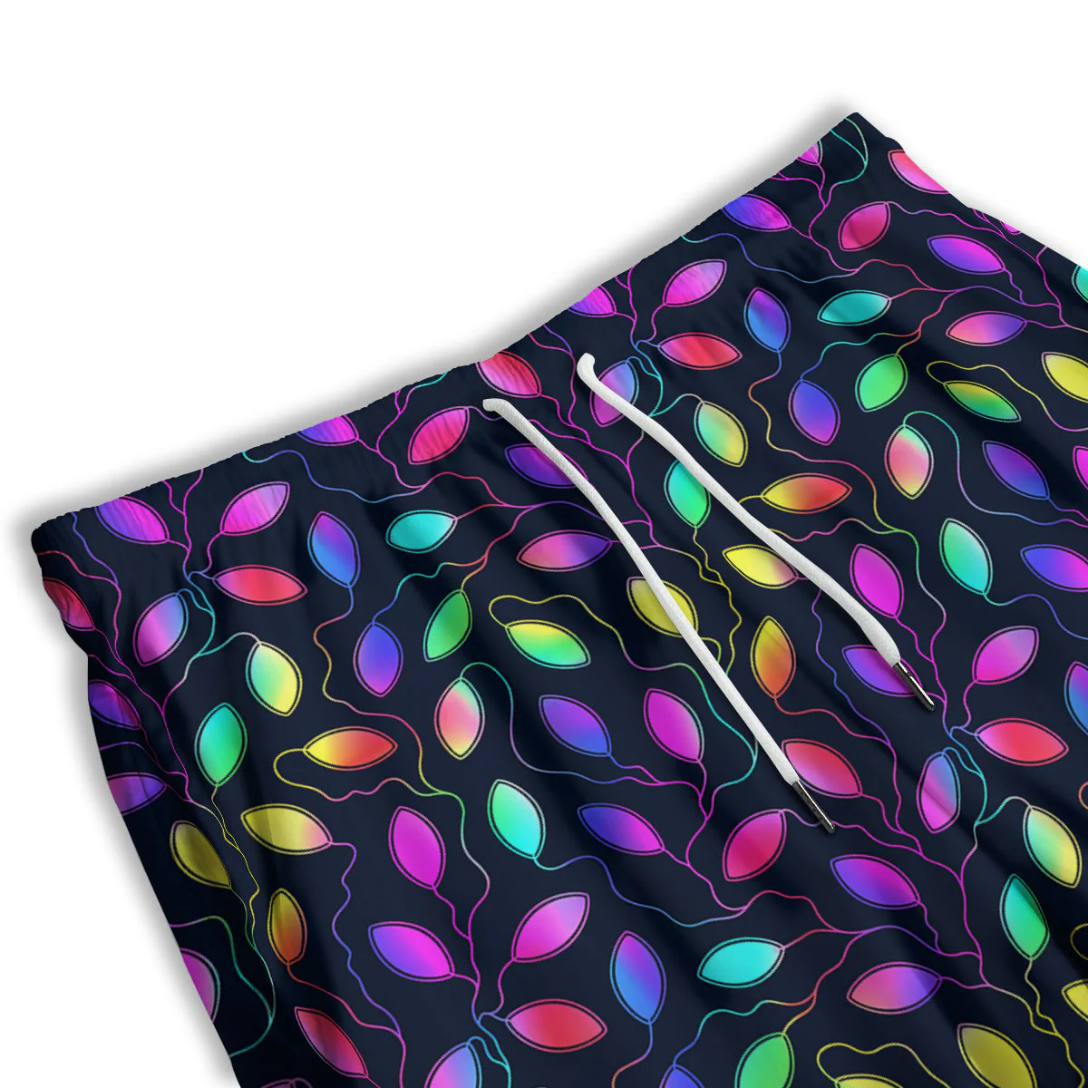 Neon Leaf Print Pattern Men's Athletic Shorts - Image 3