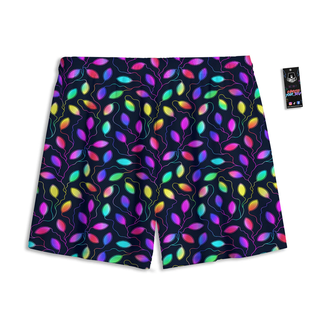 Neon Leaf Print Pattern Mesh Shorts - Image 2
