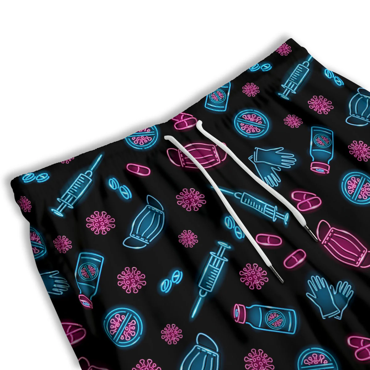 Neon Medical Equipment Print Pattern Men's Athletic Shorts - Image 3